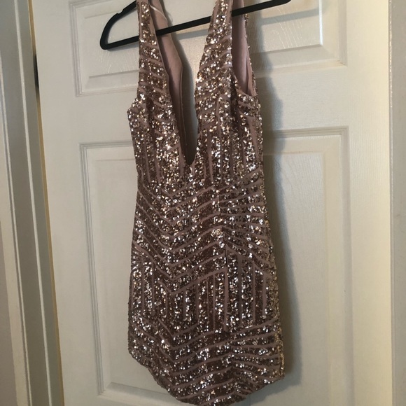 Sequin Rose Gold Club Dress - Picture 2 of 7